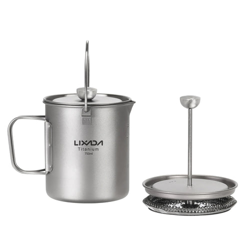 Lixada 750ml Titanium Coffee Cup Mug French Press Pot Coffee Maker