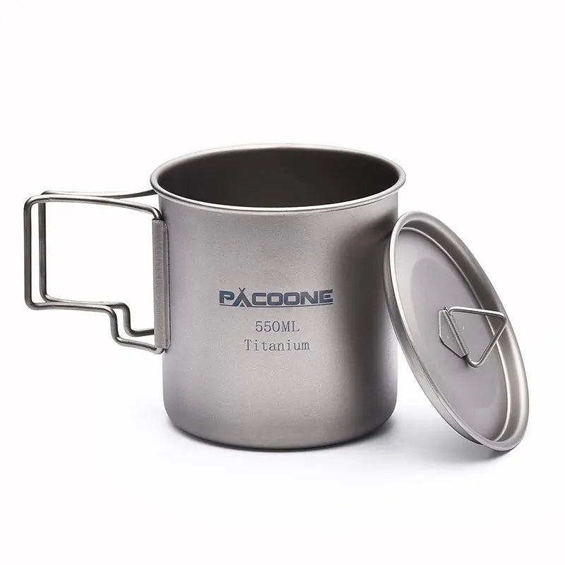 PACOONE Camping Mug Titanium Cup Tourist Tableware Picnic Utensils