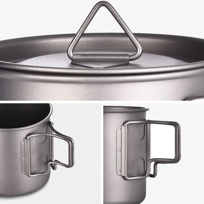 PACOONE Camping Mug Titanium Cup Tourist Tableware Picnic Utensils