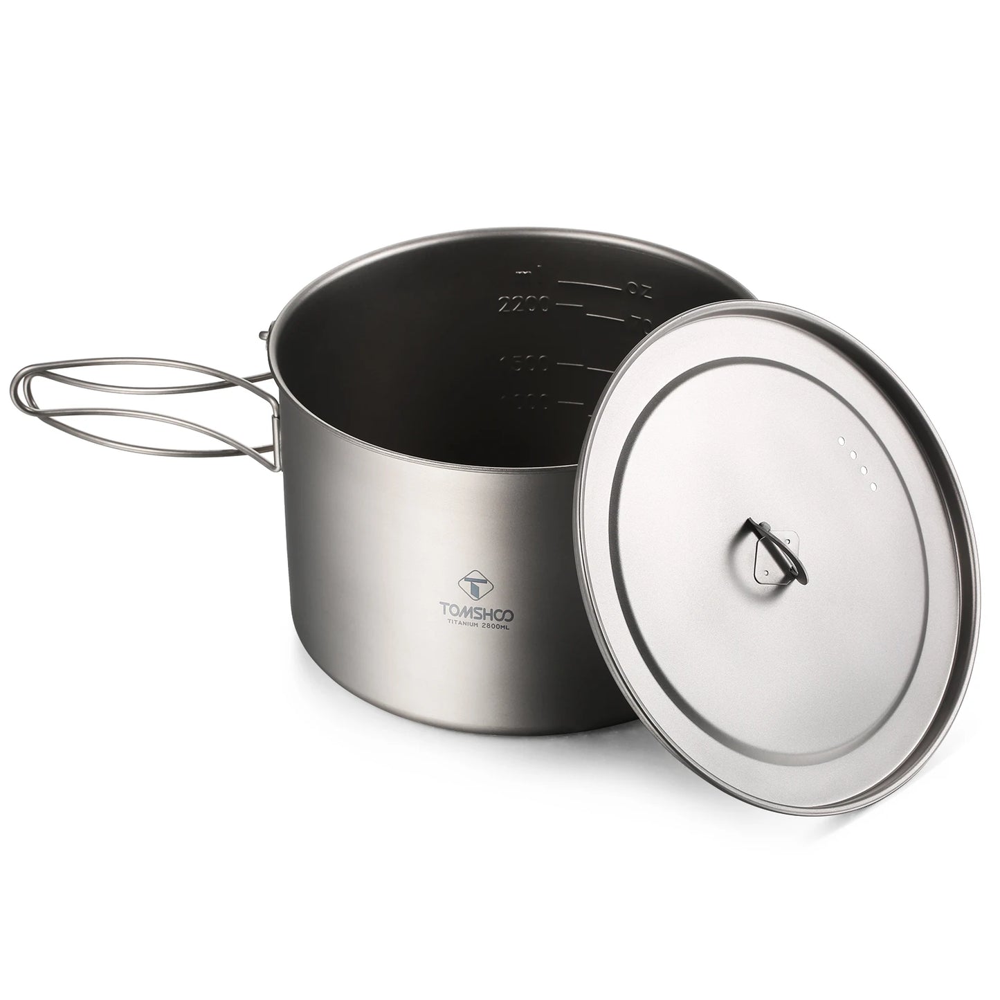TOMSHOO Camping Cookware Titanium Pot 0.75L/0.9L/1.1L/1.6L/2L/2.8L