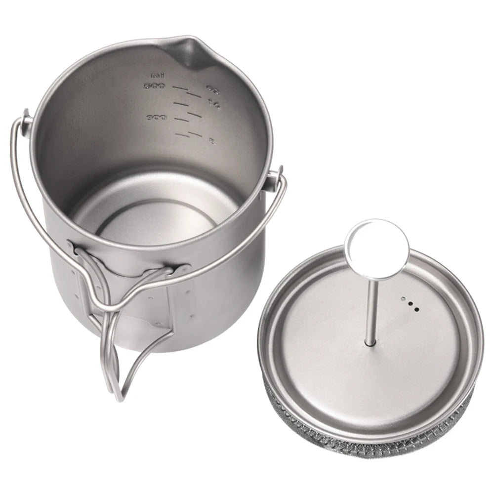 Lixada 750ml Titanium Coffee Cup Mug French Press Pot Coffee Maker