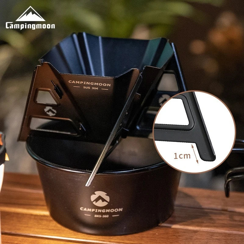 CAMPINGMOON Coffee Funnel, Stainless Steel Titanium Plated Foldable