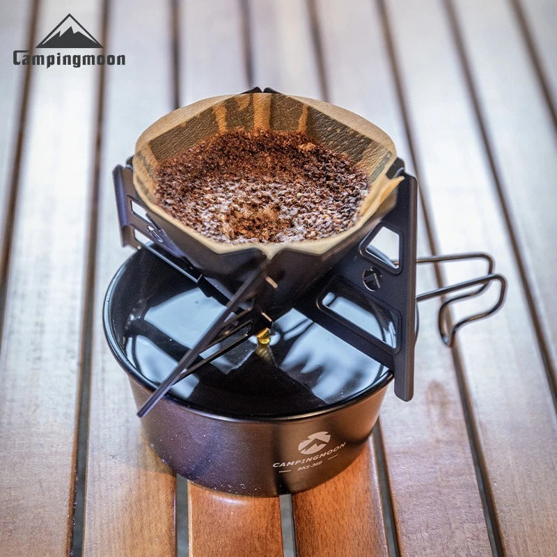 CAMPINGMOON Coffee Funnel, Stainless Steel Titanium Plated Foldable