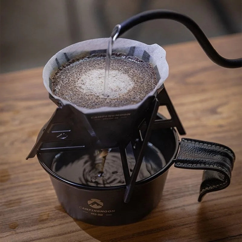 CAMPINGMOON Coffee Funnel, Stainless Steel Titanium Plated Foldable