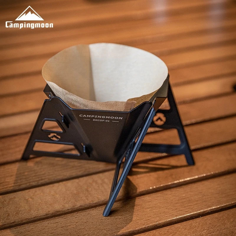 CAMPINGMOON Coffee Funnel, Stainless Steel Titanium Plated Foldable