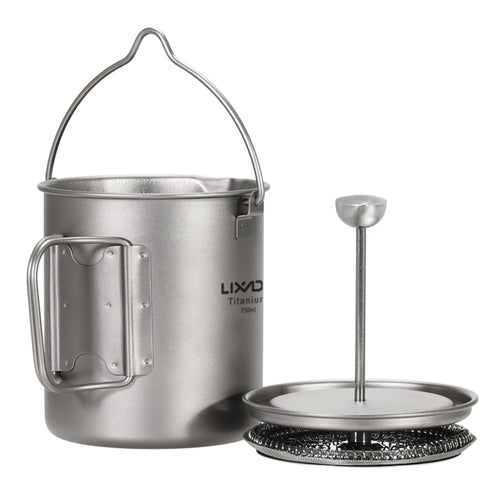 Lixada 750ml Titanium Coffee Cup Mug French Press Pot Coffee Maker