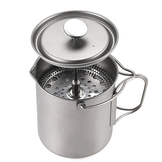 Lixada 750ml Titanium Coffee Cup Mug French Press Pot Coffee Maker
