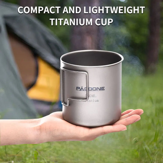 PACOONE Camping Mug Titanium Cup Tourist Tableware Picnic Utensils