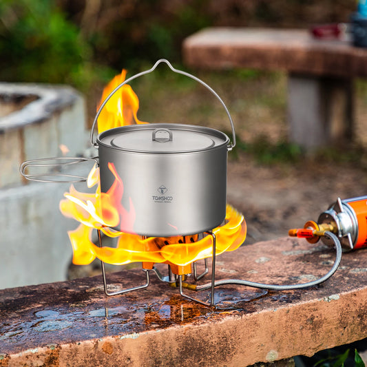 TOMSHOO Camping Cookware Titanium Pot 0.75L/0.9L/1.1L/1.6L/2L/2.8L