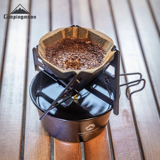 CAMPINGMOON Coffee Funnel, Stainless Steel Titanium Plated Foldable